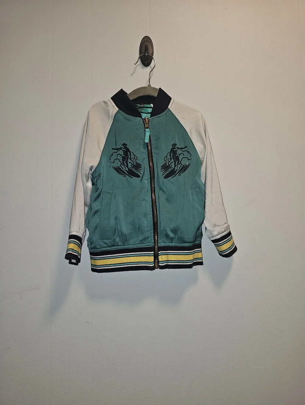EUC | 3T | OshKosh | Teal Navy Reversible Hawaii Tropical Bomber Jacket